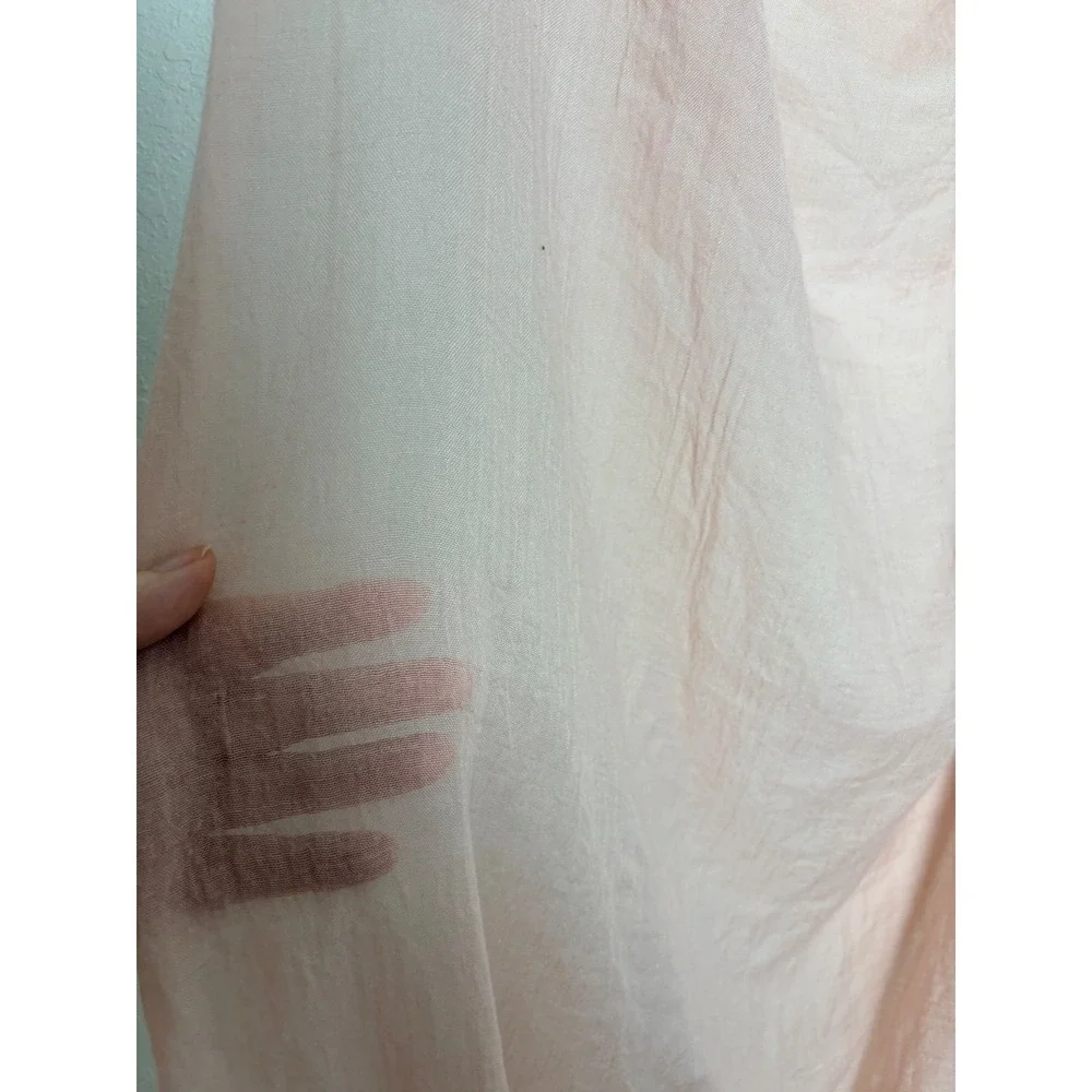 Tahari Scarf Wrap Blush Pink semi sheer crinkle Frayed Fringe Lightweight Shawl